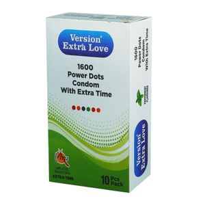 Version Extra Love 1600 Dots Extra Time Condom ( Mint ) - 10Pcs Pack